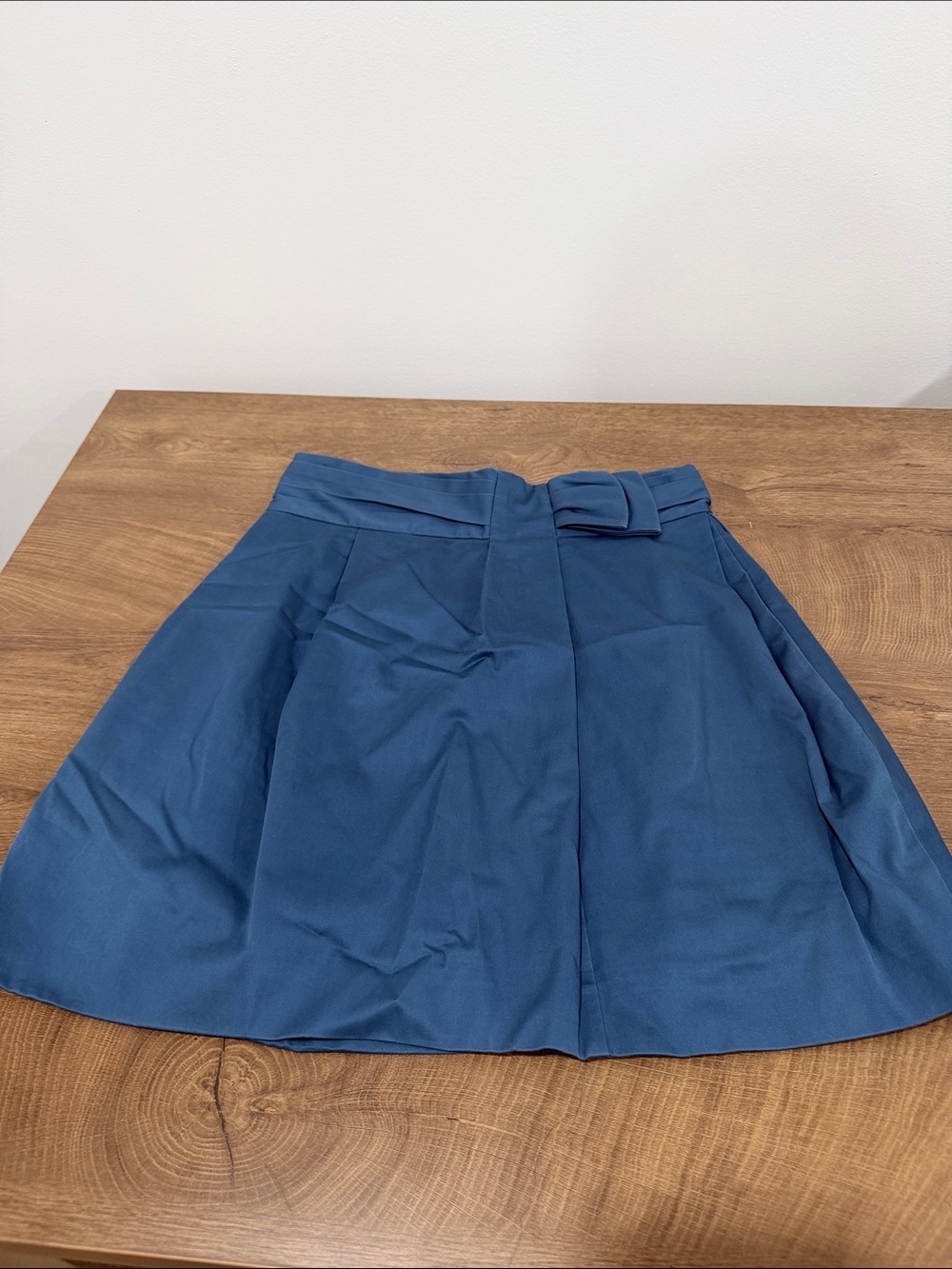 BCBGMaxAzria Blue A-Line Skirt with Waist Bow Detail